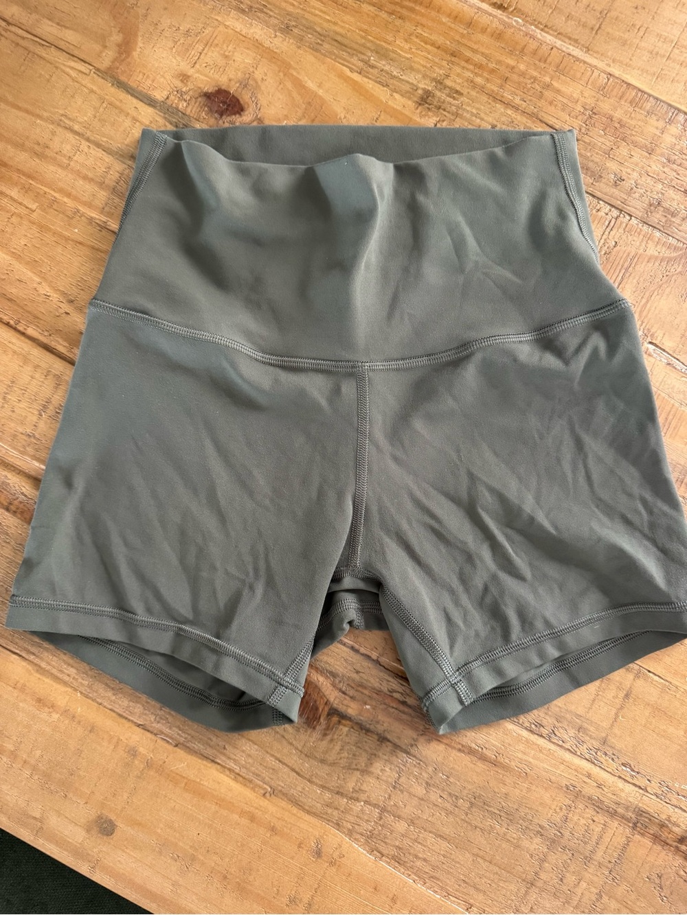 Lululemon High-Waist Olive Green Women's Biker Shorts 4”